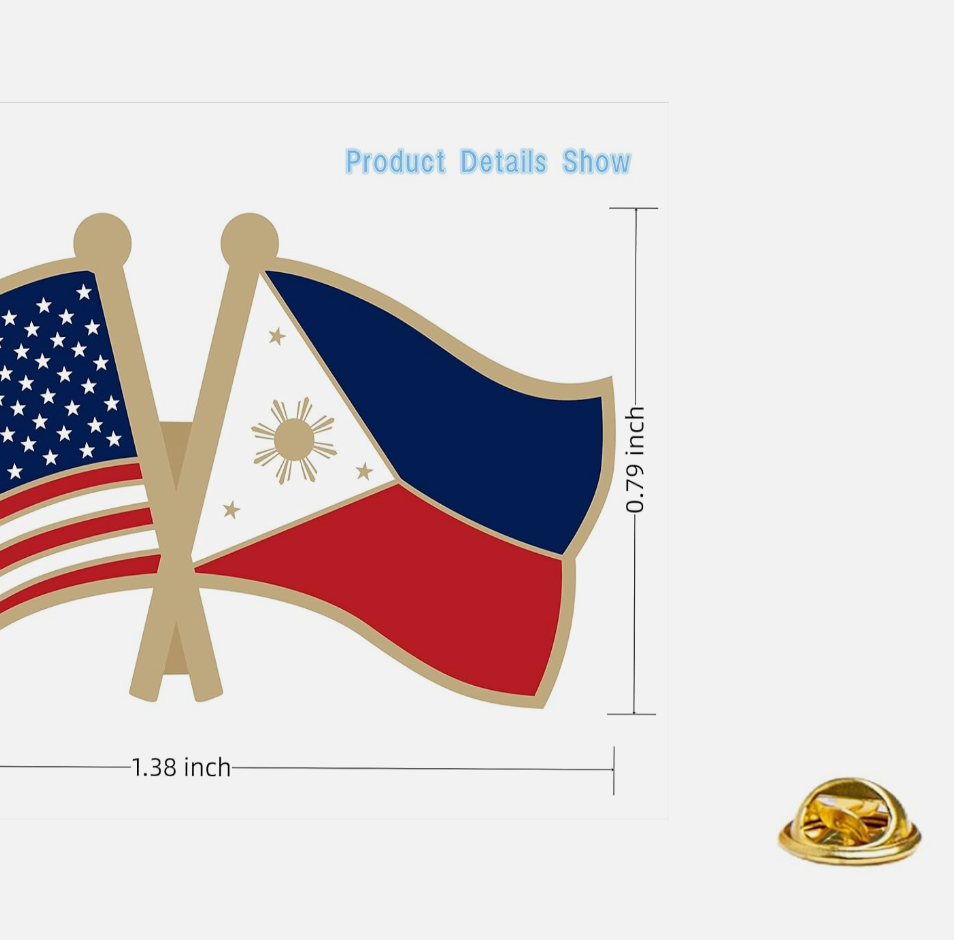 FILIPINO X AMERICAN FLAG ENAMEL PIN