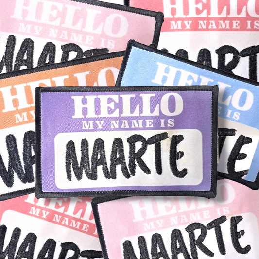 Hello my name is MAARTE iron on patch