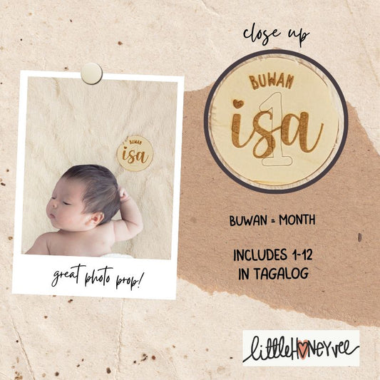 Wooden Tagalog Milestone Month Cards